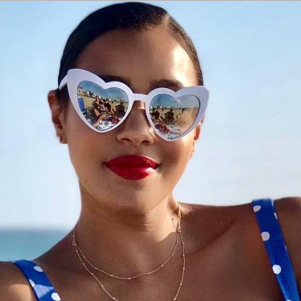 Lovely Heart-shaped Design White PC Sunglasses